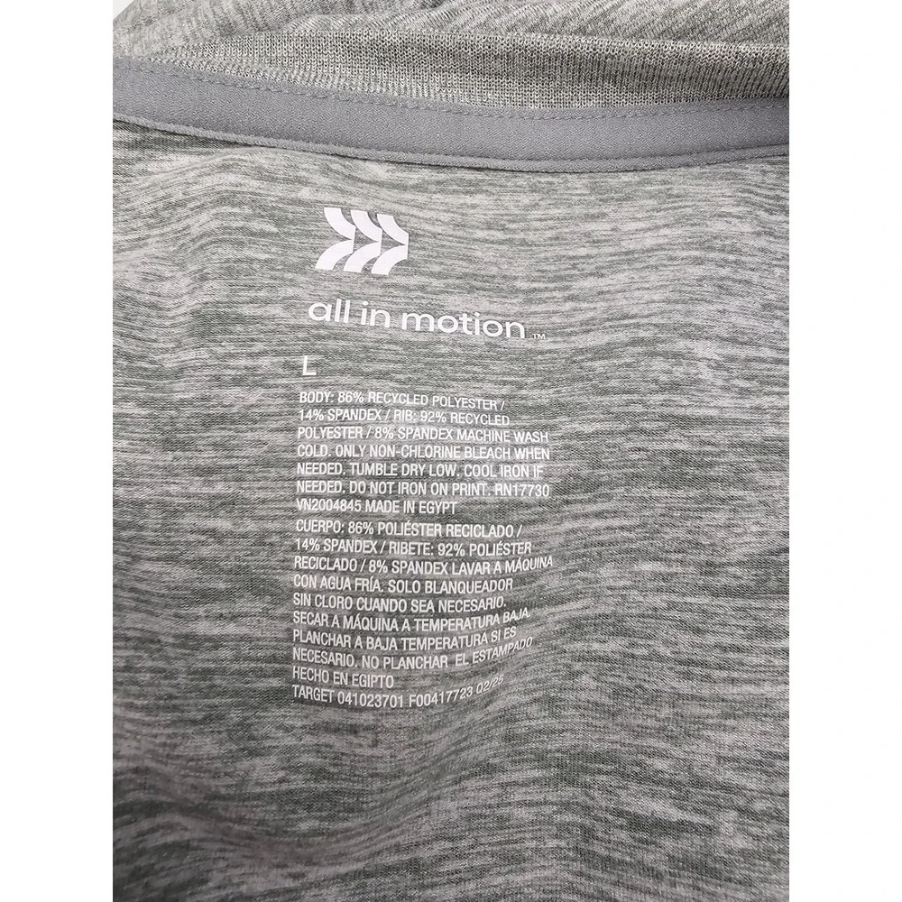All in Motion Mens Soft Stretch T-Shirt Green Poly Blend Athletic Size Large